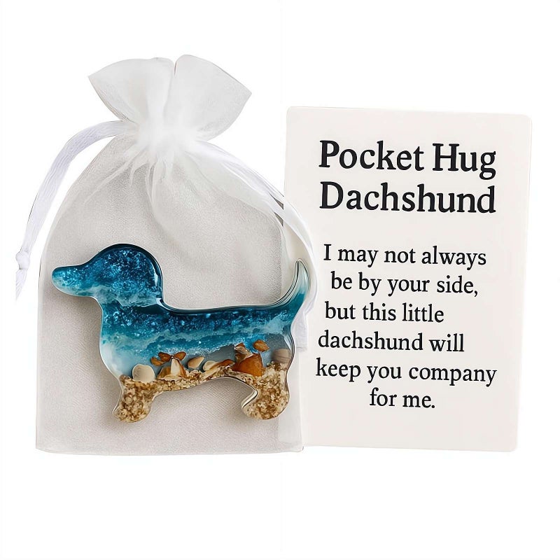 Fgbetcv Pocket Hug Dachshund, Dachshund Pocket Hug Token with Cards,Animal Emotional Support Gifts for Women Men Him Her Dog Lovers, Inspirational Long Distance Keepsake - Image 1